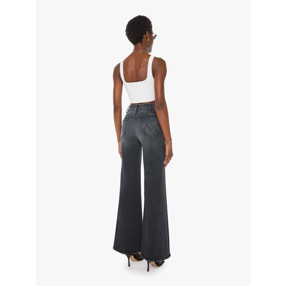 Mother NWT The Hustler Roller Sneak Jeans Wide Leg Not Today Satan Black Size 26 - Picture 2 of 15